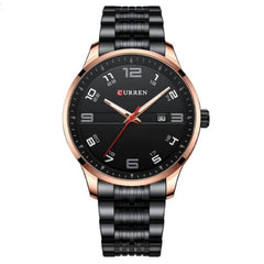 CURREN Fashion Design Stainless Steel Quartz Watches Casual Simple Wrist Watch Men Luminous Wrist Watch 8411 - BLACK