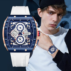 Men's waterproof chronograph watch with silicone strap, 8442 - white