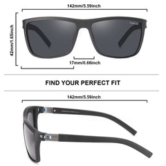 PUKCLAR Polarized Sunglasses for Men Lightweight TR90 Frame UV400 Protection Square Sun Glasses