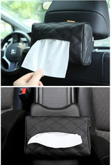ANTOLE Car Tissue Holder,Leather Premium Car Tissue Box For Backseat And Car Visor (Black)
