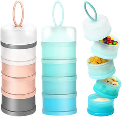 ChicAbode 4 Layers Baby Milk Powder Dispenser, Milk Powder Pots, Formula Dispenser Portable Milk Powder Formula Dispenser Container Pot Box Milk Cans Snack Storage Box for Travel (Blue + Sakura Powder)- 2 PCS