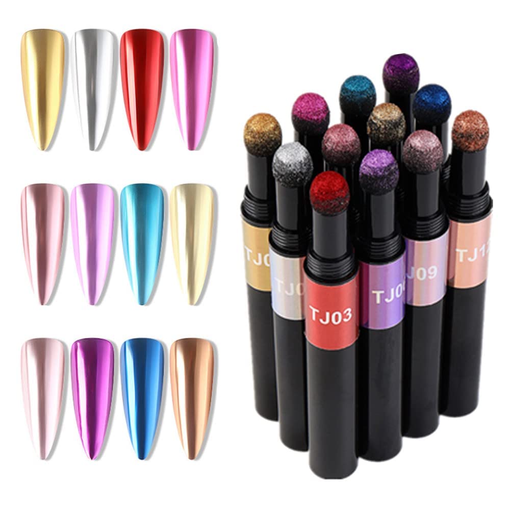 KASTWAVE Chrome Nail Powder Kit, Air Cushion Nail Art Pen, Holographic
