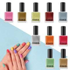 KOKO NAIL 10 pcs polish set Polish Set Green Blue Red Pink Collection Gifts for Women… (SET 1)