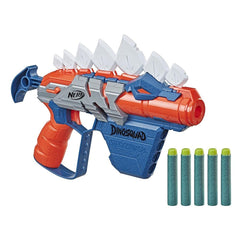 Nerf Dinosquad Stegosmash Dart Blaster, 4 Dart Storage, Pull Back Priming Handle, 5 Official Nerf Darts, Dinosaur Design, StegosaurUS Spikes, Multicolour, 5010993800186