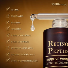 Kyotoshii Japan, Korean Face Retinol Peptide Lifting Ampoule β Anti-Aging Serum with Pure Retinol, 8 Peptides, Vitamin C, Hyaluronic Acid for Wrinkle Care, Skin Brightening, Hydration, 30ml, by WD