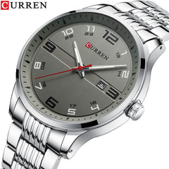 CURREN Fashion Design Stainless Steel Quartz Watches Casual Simple Wrist Watch Men Luminous Wrist Watch 8411- SILVER GRAY