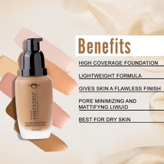Forever52 Daily Life Ultra Definition Liquid Foundation (Fudge- 013, Medium to Dark Shade with Golden Undertone) Long Lasting Matte Full Coverage Flawless Weightless Creamy Foundation.