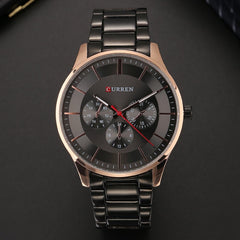 CURREN Original Men's Sports Waterproof Stainless steel Quartz Wrist Watch 8282 - Rose gold all black
