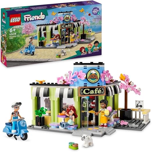 LEGO Friends Heartlake City Café Toy for Kids, Bakery Building Set, Birthday Gift Idea for Plus Year Old Girls and Boys, with Mini-Dolls and a Dog