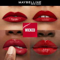 Maybelline Liquid Lipstick, High Shine Gloss, Lasts for 16 HRs, Enriched With Vitamin E & Aloe, SuperStay Vinyl Ink, Wicked, High-Glossy Finish