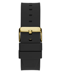 GUESS Men's 42mm Watch - Black Strap Black Dial Gold-Tone Case