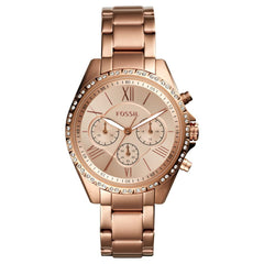 Fossil Womens Modern Courier Stainless Steel Watch Bq3377, Rose Gold