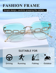 AEVOGUE Sunglasses For Women Oversized Rimless Diamond Cutting Lens Sun Glasses AE0534