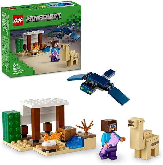 LEGO Minecraft Steve's Desert Expedition Building Toys for Plus Year Old Kids, Boys and Girls, Biome Gaming Set with House, Toy Animal and Figures,