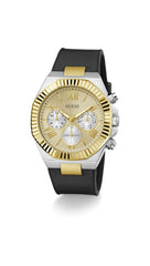 Guess Equity Multi-Function Analog Watch for Men, 44 mm Case Width, Black/Champagne