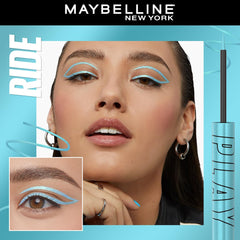 Maybelline New York Tattoo Play Light Blue Liquid Eyeliner - Longwear Waterproof Eyeliner - Metallic Finish, Ride, 2.1ml