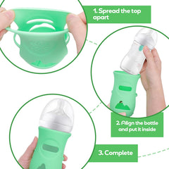 NOLACE 3 Pack Avent Silicone Cover for Baby Bottles Made of Natural Glass Shatterproof Baby Bottle Holder Compatible with 8 oz Natural Glass Baby Bottles BPA Free