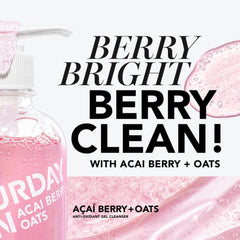 Saturday Skin Hydrating Gentle Facial Gel Cleanser Makeup Remover Sensitive Skin Face Wash Antioxidant Vitamin Brightening Smoothing | Korean Skin Care CICA Acai Berry Oats