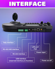 FoMaKo PTZ Controller PoE NDI Camera Controller, IP PTZ Camera Controller Keyboard with 4D Joystick for Live Streaming, PTZ Network Keyboard Visca PELCO D/P RS232 RS485 LCD Screen (KC608 Pro)