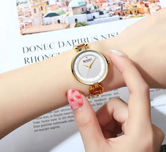 CURREN 052-Gold White Analog Watch - for Girls, Gold White, Free Size, Analog Watch - Gold