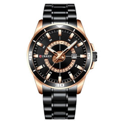 CURREN 8359 luxury business casual men's watch waterproof quartz Stainless steel Band calendar men's watch - BLACK