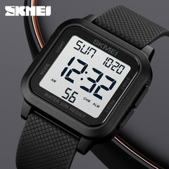 SKMEI Digital Watch - Waterproof Digital Sports Watch with Stopwatch Alarm Countdown Dual Time, EL Backlight Display Digital Watches 42mm Nylon Strap Unisex Wrist Watches for Men Women - Black