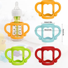 AtRyx Baby Silicone Bottle Handles, 4 Pack Soft Silicone Bottle Handles Baby Bottle Holder for Baby Self Feeding Curved Lightweight Handle Easy for Baby's Small Hands to Grasp Suitable for Bottle