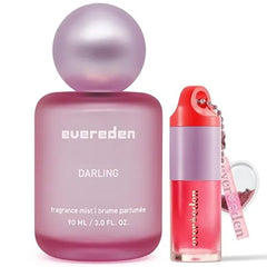 Evereden Darling Fragrance Hair and Body Mist & Ruby Red Tinted Non Toxic Lip Gloss Set Amplify Your Self Expression Non Toxic Kids Makeup & Collectible Hair and Body Spray for Teen Girls