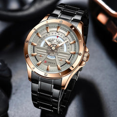 CURREN Original Brand 8381 Stainless Steel Band Wrist Watch For Men With Brand (Box)-8381 - BROWN GRAY