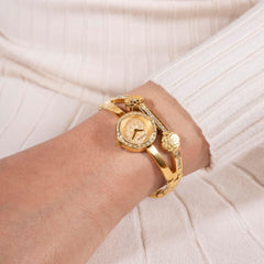 Guess Chloe Analog Watch for Women, 20.5 mm Case Width, Gold Tone/Champagne