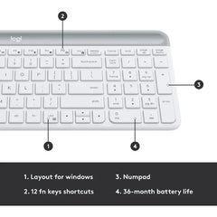 Logitech Combo MK470 Slim Wireless Keyboard & Mouse (920-009443) - Off White