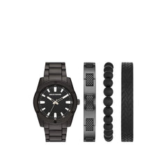 Skechers Men's Quartz Watch and Stackable Bracelet or Interchangeable Band Gift Set - Black/Gunmetal