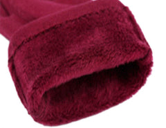 Tomily Womens Touch Screen Phone Fleece Windproof Gloves Winter Warm Wear - Wine Red
