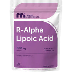 Micro Ingredients R Alpha Lipoic Acid 600 mg Per Serving, 120 Softgels | Active R-Isomer with Coconut Oil | ALA Supplement | Non-GMO, Gluten Free, No Soy