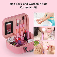 Morelian 20pcs/set Girls Makeup Kit Real Kids Make Up Set Cosmetics Play Set Washable Safe with Carry Case for Little Girls Party Game Birthday Gift