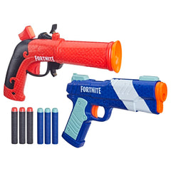 Nerf Fortnite Dual Pack Includes 2 Fortnite Blasters, Flint-Knock Dart Blaster, LP Dart Blaster, and 6 Nerf Elite Foam Darts