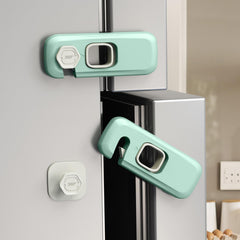 QYESWHSR 5 Pack Child Proof Refrigerator Lock, Fridge, Cabinets, Freezer Door Lock Apply to Max 1"(25mm) Sealing Strip for Toddlers and Kids, No Tools Need or Drill - Green Updated