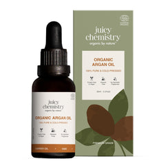 Juicy Chemistry Organic Facial Oil, Cold Pressed Argan Face Oil for Glowing Skin, 30ml Carrier Oil for Hair Growth