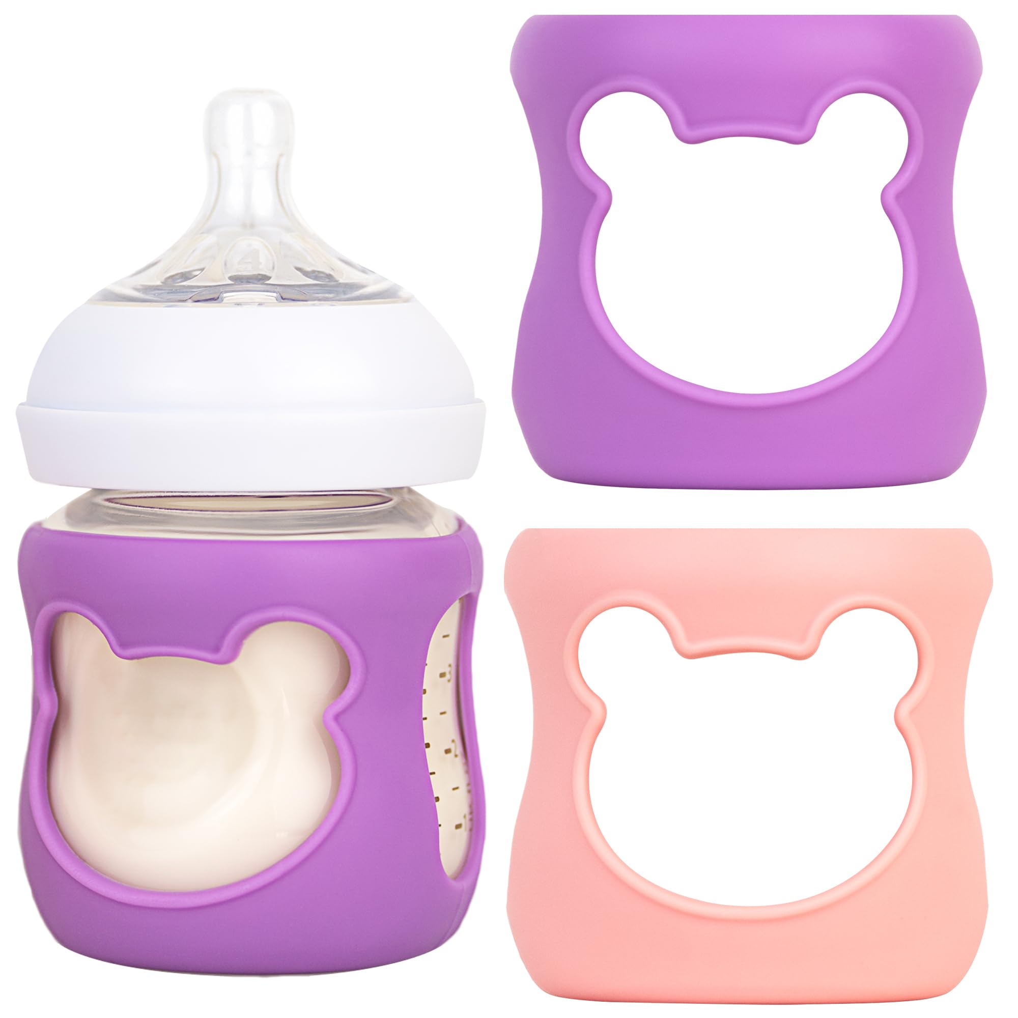 Aelop 100% Silicone Baby Bottle Sleeves for Philips Avent Natural Glas