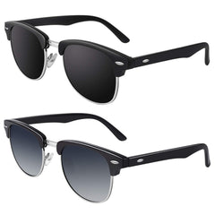 GQUEEN Classic Horn Rimmed Semi Rimless Polarized Sunglasses for Men Women GQO6