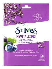 St. Ives Revital Acai Skin Care Sheet Mask, Count of 6