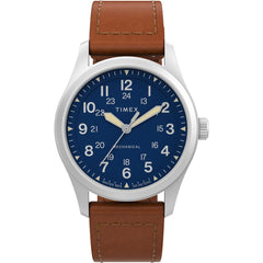 Timex Men's Analogue Mechanical Hand Wind Watch with Leder Strap TW2V00700, Brown, Strap