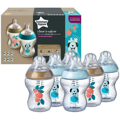 Tommee Tippee Closer to Nature Baby Bottle, Slow Flow Breast-Like Teat with Anti-Colic Valve, 260ml, Pack of 2, Catch Me Quick Blue