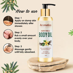 Warm Vanilla Body Oil, After Bath oil for Daily Use. Glowing Skin & Deep Hydration for Dry Skin. Winter Moisturizer with Natural Oils. Non-Greasy, Nourishing Formula β 200ml