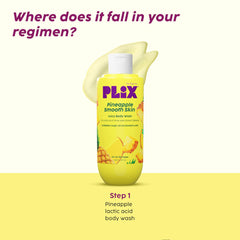 PLIX - THE PLANT FIX Pineapple 5% Lactic Acid Exfoliating Body Wash For All Skin Types, Paraben-Free Shower Gel, For Dry, Rough & Strawberry Skin, 236 Ml