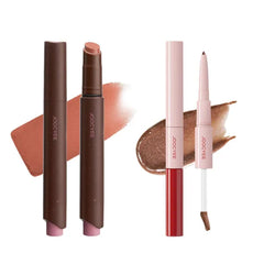 Joocyee Velvet Rouge Matte Lipstick Pencil Lightweight Red Brown with 2-in-1 Lip Liner and Gloss, Dual-Ended Plumping Lip Combo with Precise Lip Pencil and Non-Sticky High Shine Liquid Lipstick
