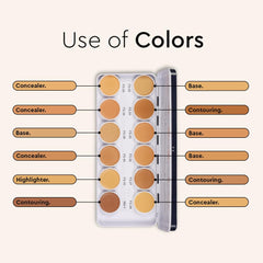 C2P PROFESSIONAL MAKEUP Pro Ultra HD 12 Color Supraemeshield - Foundation, Contour & Concealer Palette for Face | Offers Medium to Buildable Coverage for Dry Skin - All in 1 Palette 42g