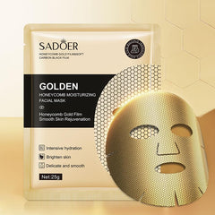 Honeycomb Face Mask with Collagen and Royal Jelly, Lifting and Firming Gel Mask, Gold, 5 Pack