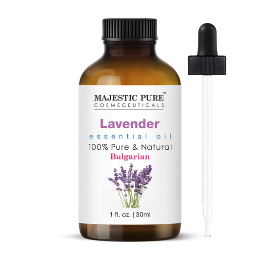 MAJESTIC PURE Lavender Essential Oil, Therapeutic Grade, Pure and Natural, Bulgarian, for Aromatherapy, Massage, Topical & Household Uses, 1 fl oz