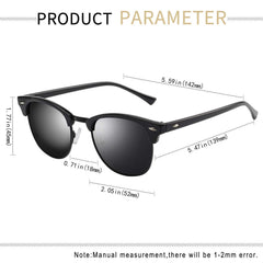 KANASTAL Polarized Horn Rimmed Sunglasses for Men and Women, Classic Half Frame Sun Glasses, Semi Rimless Shades for Womens 100% UV400 Protection Driving